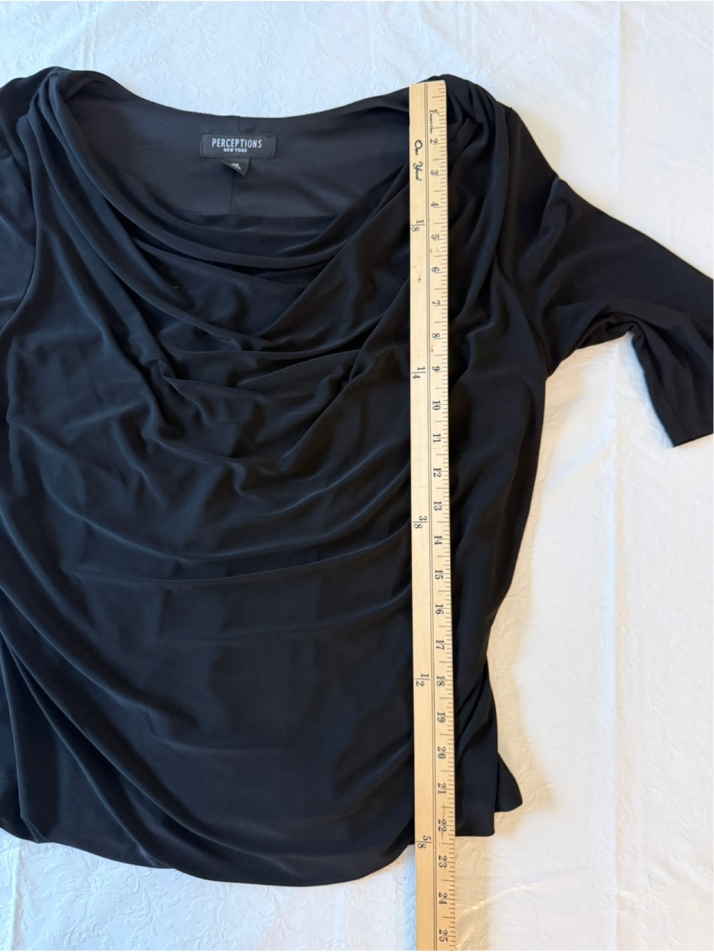 Perceptions Cowl Neck Ruched Blouse. Large - Picture 4 of 8